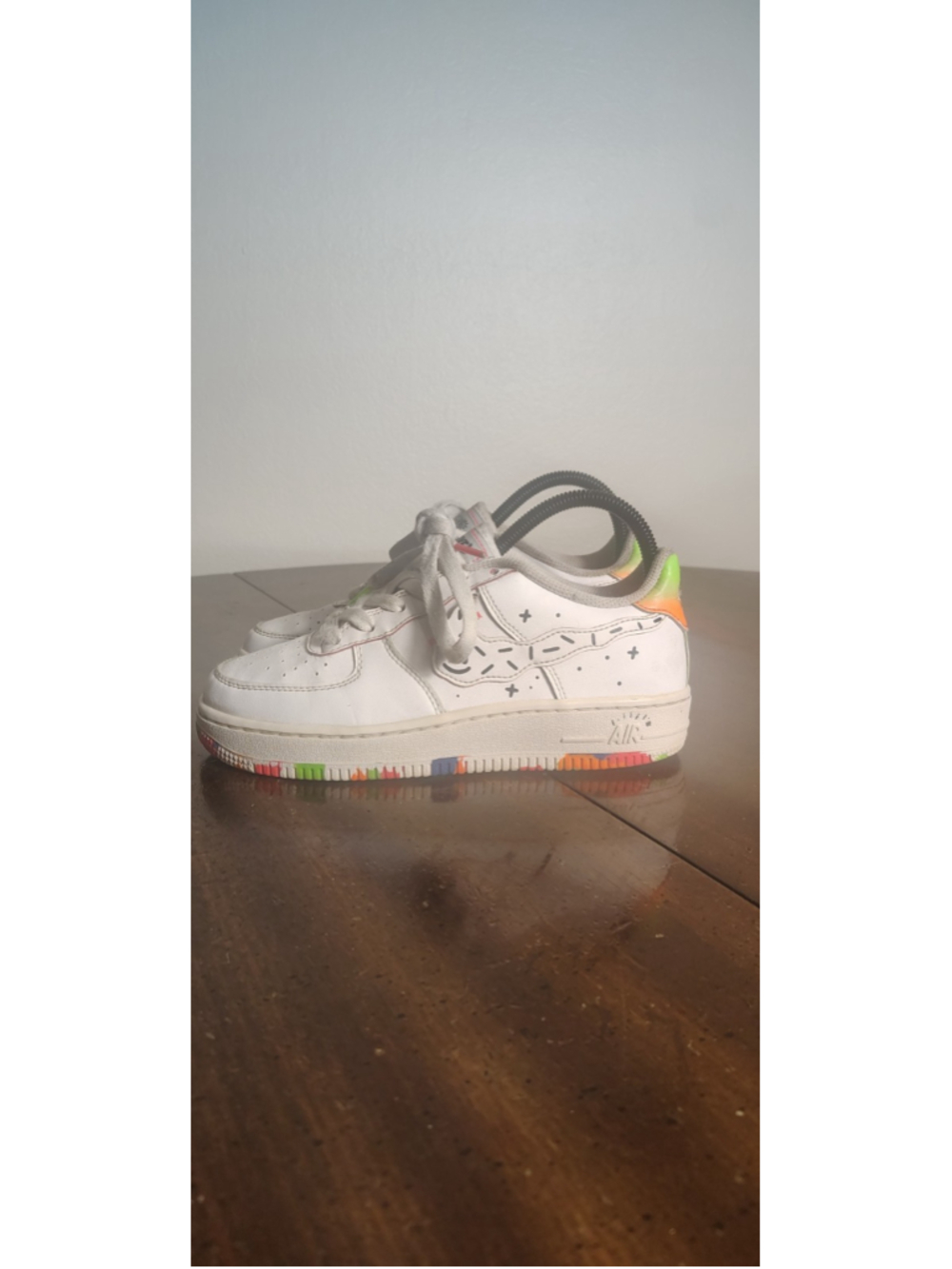 Nike Air Force 1 Low Top White Multicolor Orange Size 4.5Y Shoes DV1366-11Z